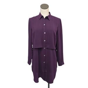 J. Jill Womens Size XS Purple Layered‎ Button Down Shirt Top Office Lightweight